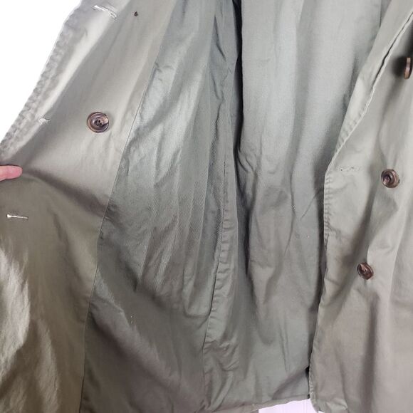 Women's American Eagle Olive Green Long Double Breasted Trench Coat Size XL - Picture 9 of 14